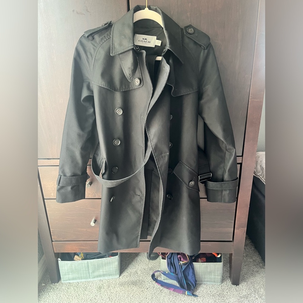 Coach Classic Black Trench Coat xxs